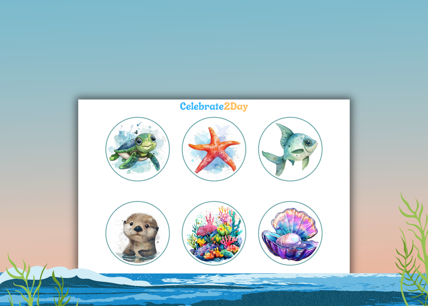 Ocean Animals Cupcake Toppers - Under the Sea Designs for Birthdays | Instant Download