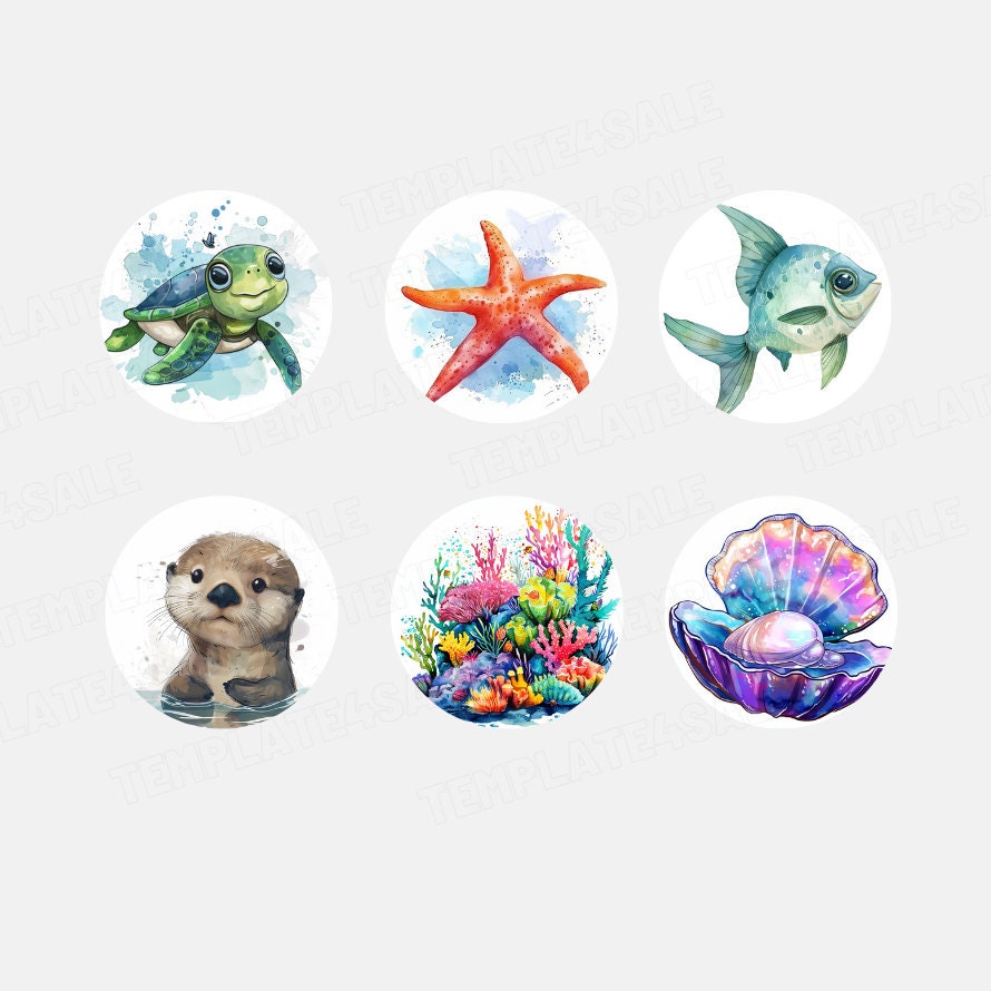 Ocean Animals Cupcake Toppers - Under the Sea Designs for Birthdays | Instant Download