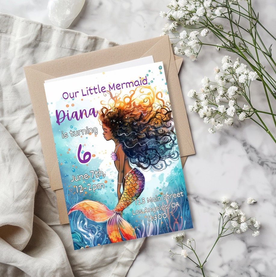 Mermaid Birthday Invitation | Editable Template