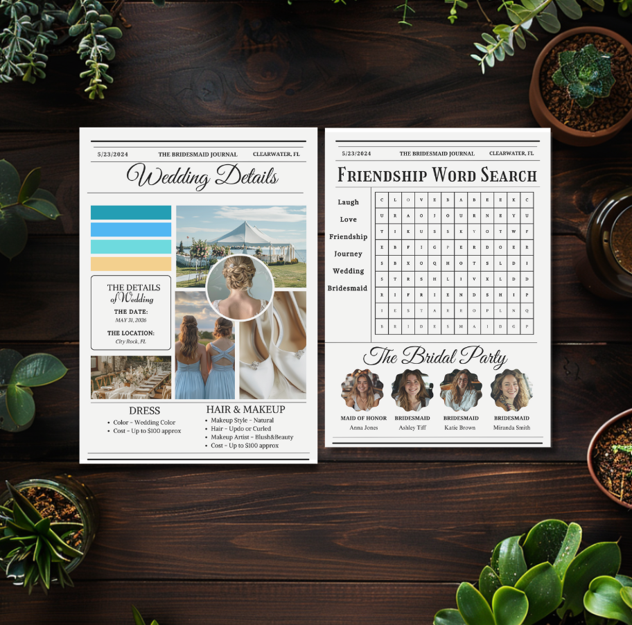 Bridesmaid Proposal Newspaper, Flower Bouquet | Editable Template