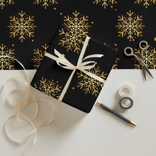 Modern Winter Snowflake Gold Holiday Wrapping Paper