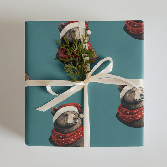 Santa Wrapping Paper | Santa's Hat with Christmas Bears